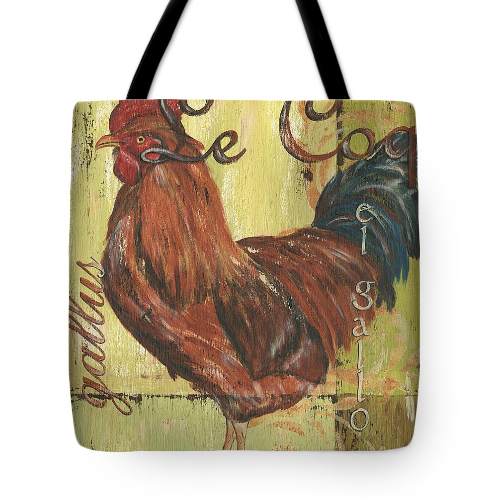 Rooster Tote Bag featuring the painting Le Coq by Debbie DeWitt