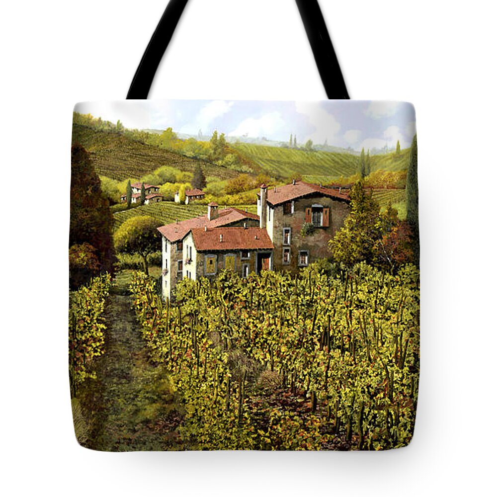 Vineyard Tote Bag featuring the painting Le Vigne Toscane by Guido Borelli