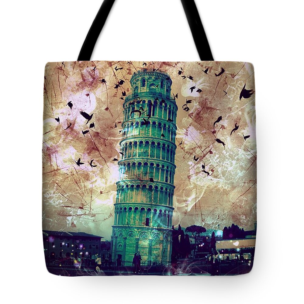 Leaning Tower Of Pisa Tote Bag featuring the digital art Leaning Tower of Pisa 1 by Marina McLain