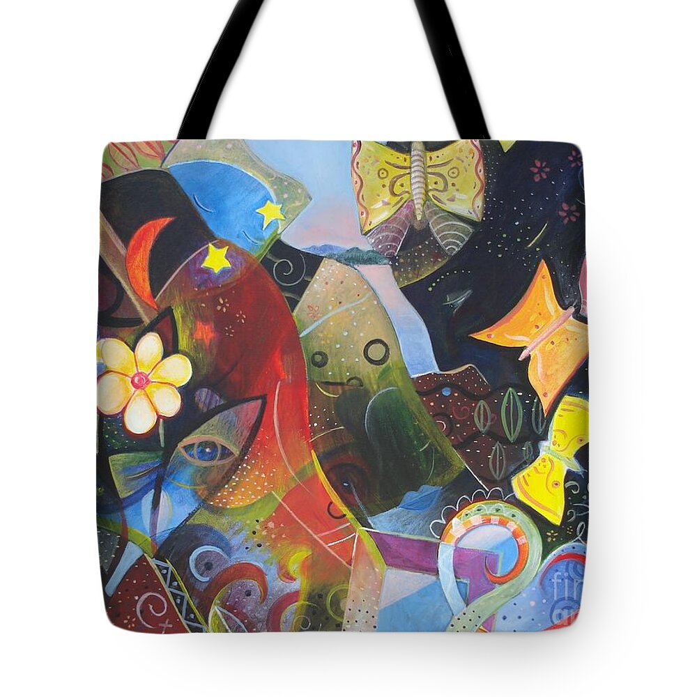 Learning To See By Helena Tiainen Tote Bag featuring the painting Learning to See by Helena Tiainen