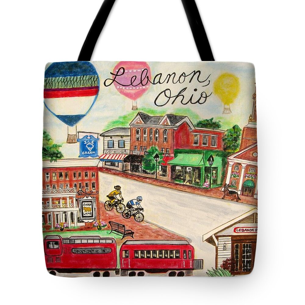 Small Town America Tote Bag featuring the painting Lebanon Ohio by Diane Pape