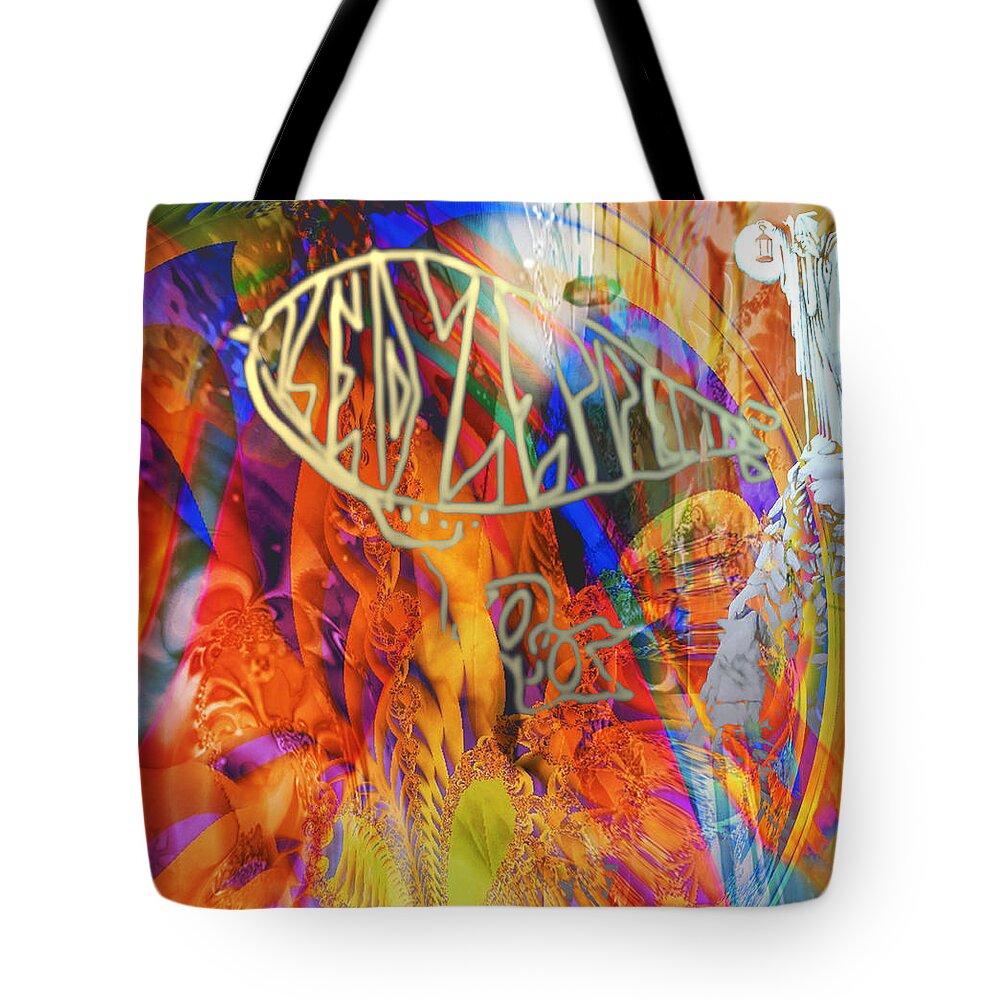 Led Zeppelin Tote Bag featuring the mixed media Led shred by Kevin Caudill