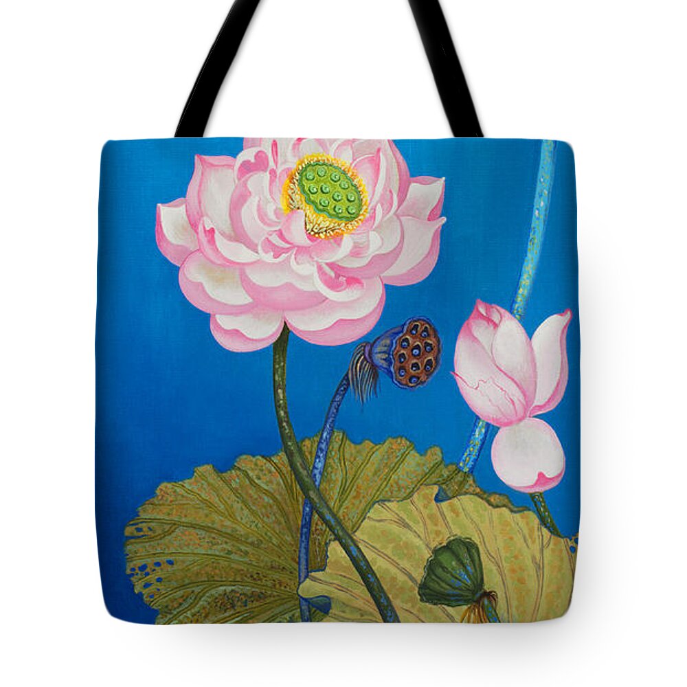 Buddha Tote Bag featuring the painting Left part of the triptych Ripple effect by Yuliya Glavnaya