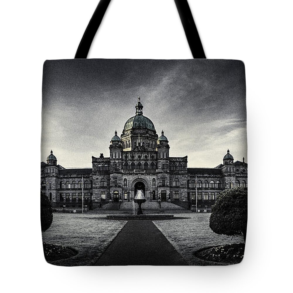 Architecture Tote Bag featuring the photograph Legislature building British Columbia Victoria by Peter V Quenter