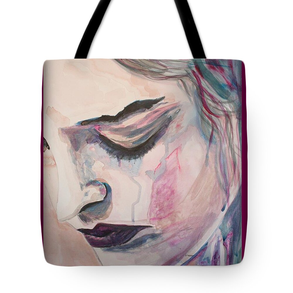 Woman Tote Bag featuring the painting L'Encre de tes Yeux by Christel Roelandt