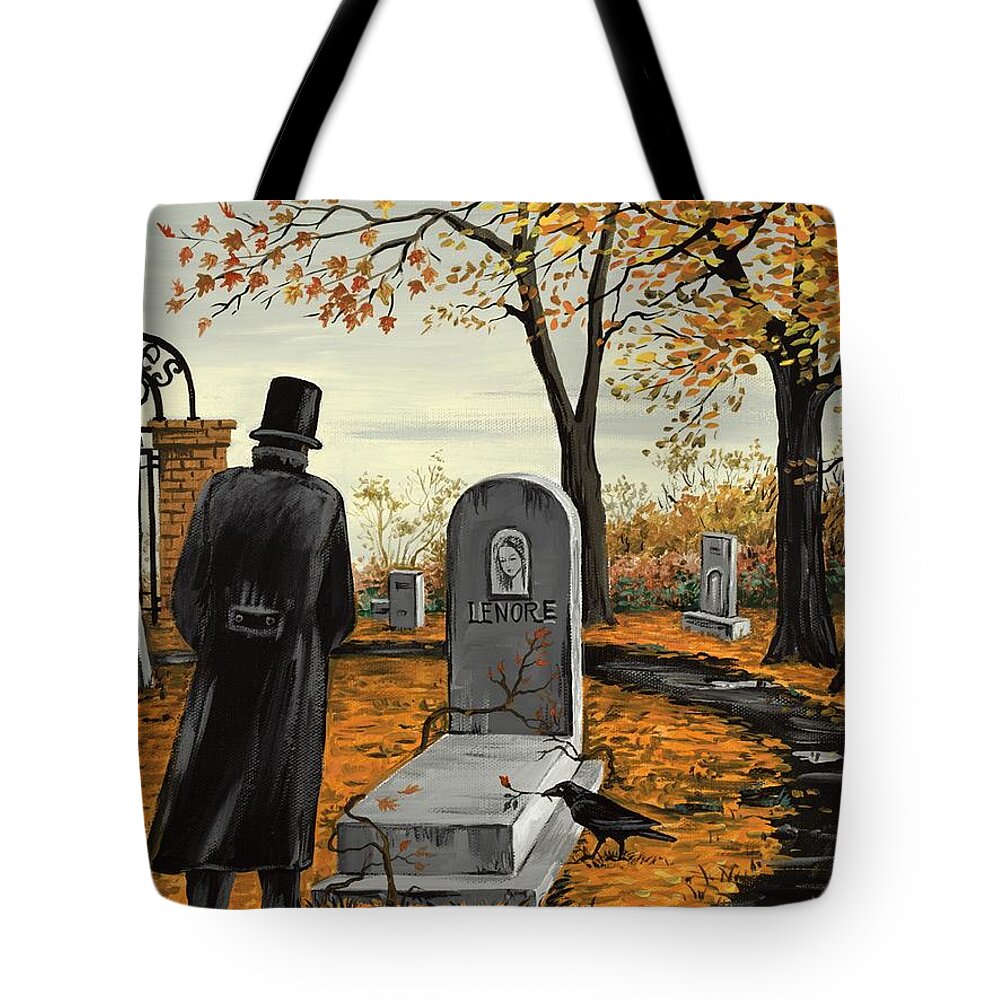 Edgar Allan Poe Tote Bag featuring the painting Lenore Lenore by Margaryta Yermolayeva