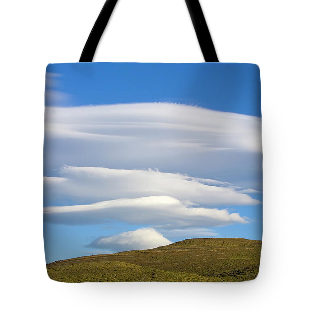 00346037 Tote Bag featuring the photograph Lenticular Clouds Over Torres Del Paine by Yva Momatiuk John Eastcott