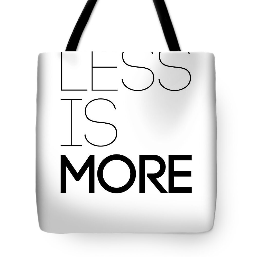 Less Is More Tote Bag featuring the digital art Less Is More Poster White by Naxart Studio