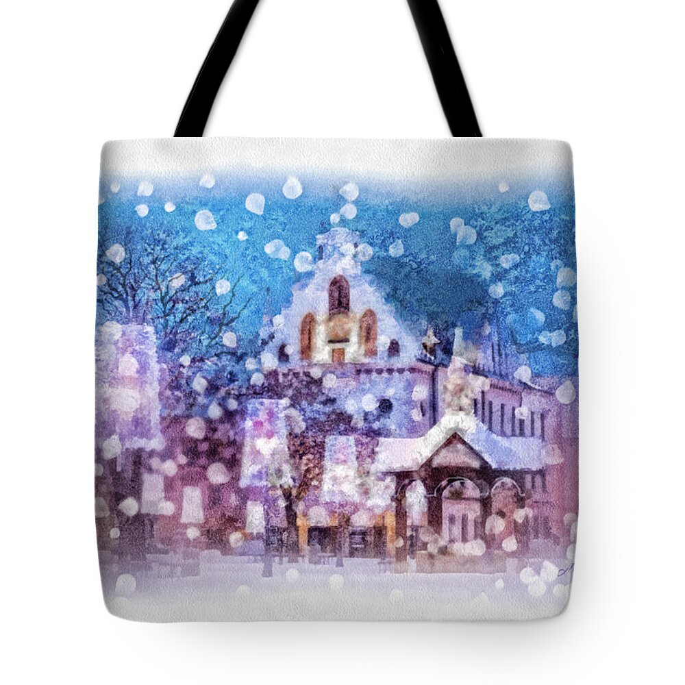 Let It Snow Tote Bag featuring the painting Let it Snow by Mo T