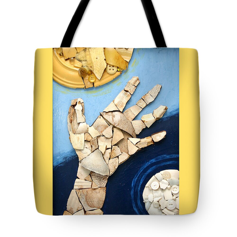 Light Tote Bag featuring the mixed media Let There Be Light by Carol Neal