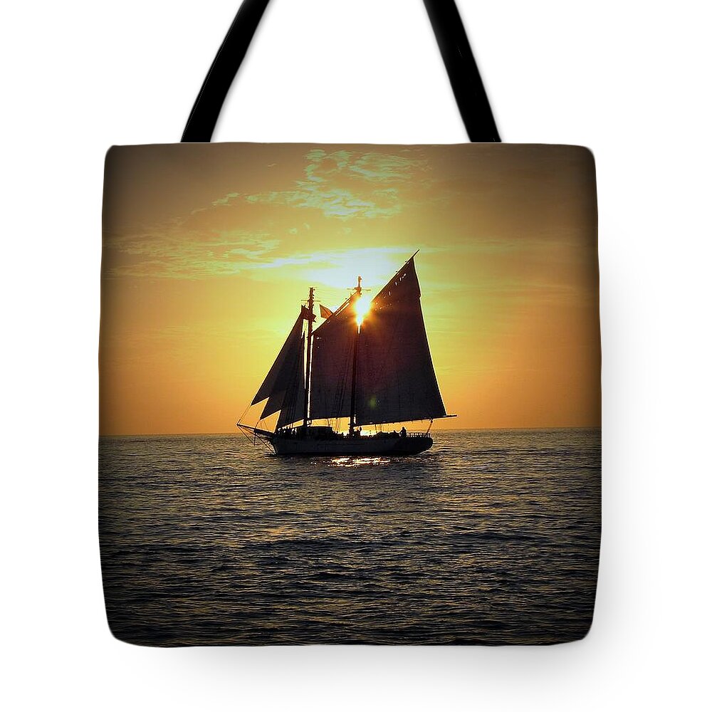 Sailing Tote Bag featuring the photograph A Key West Sail At Sunset by Gary Smith