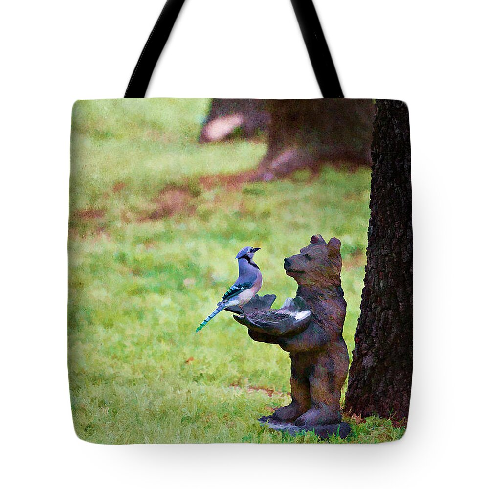 Bear Tote Bag featuring the photograph Let's Talk About Sharing by Lana Trussell