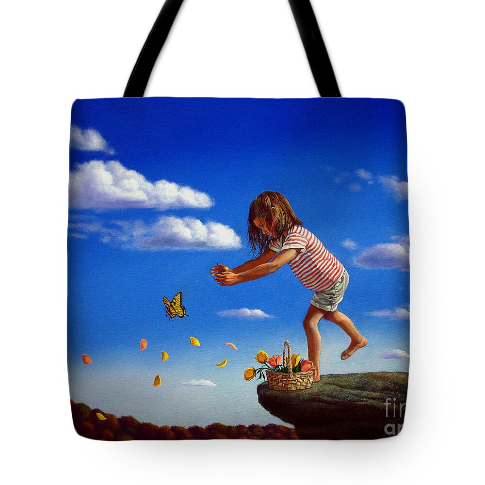 Flower Tote Bag featuring the painting Letting it go by Christopher Shellhammer