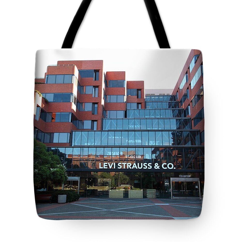 San Francisco Tote Bag featuring the photograph Levi Strauss and Company Plaza At The San Francisco Embarcadero 5D26202 by Wingsdomain Art and Photography