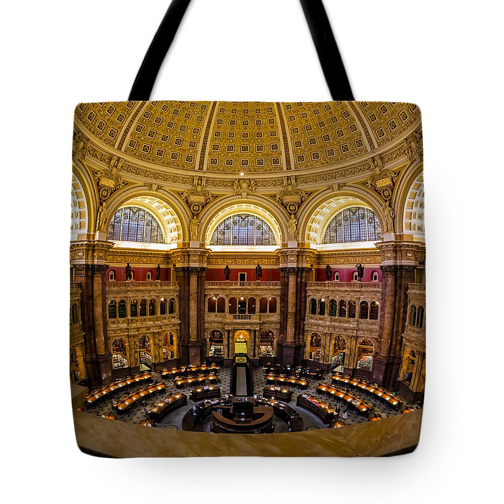 Library Of Congress Tote Bag featuring the photograph Library Of Congress Main Reading Room by Susan Candelario