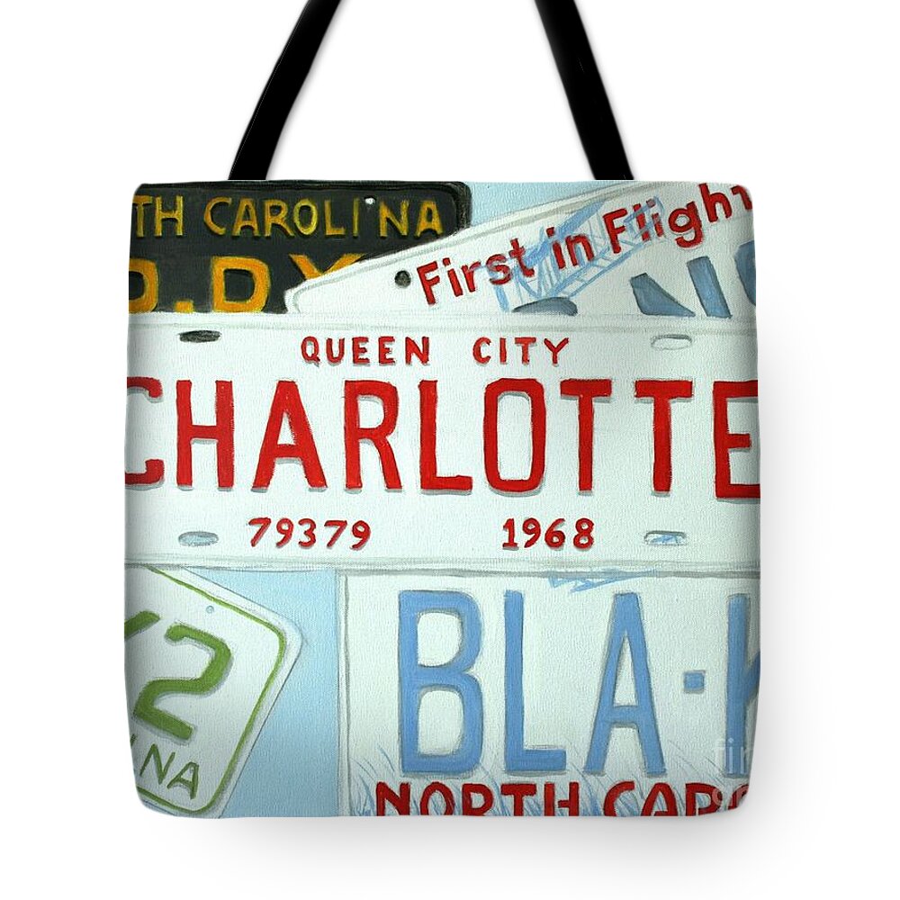 License Tote Bag featuring the painting License Plates by Stacy C Bottoms