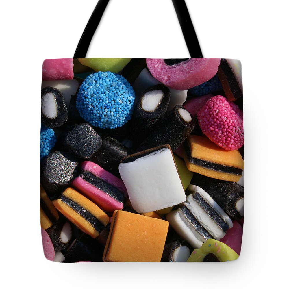 Candy Tote Bag featuring the photograph Licorice Allsorts 822 by Ron Harpham