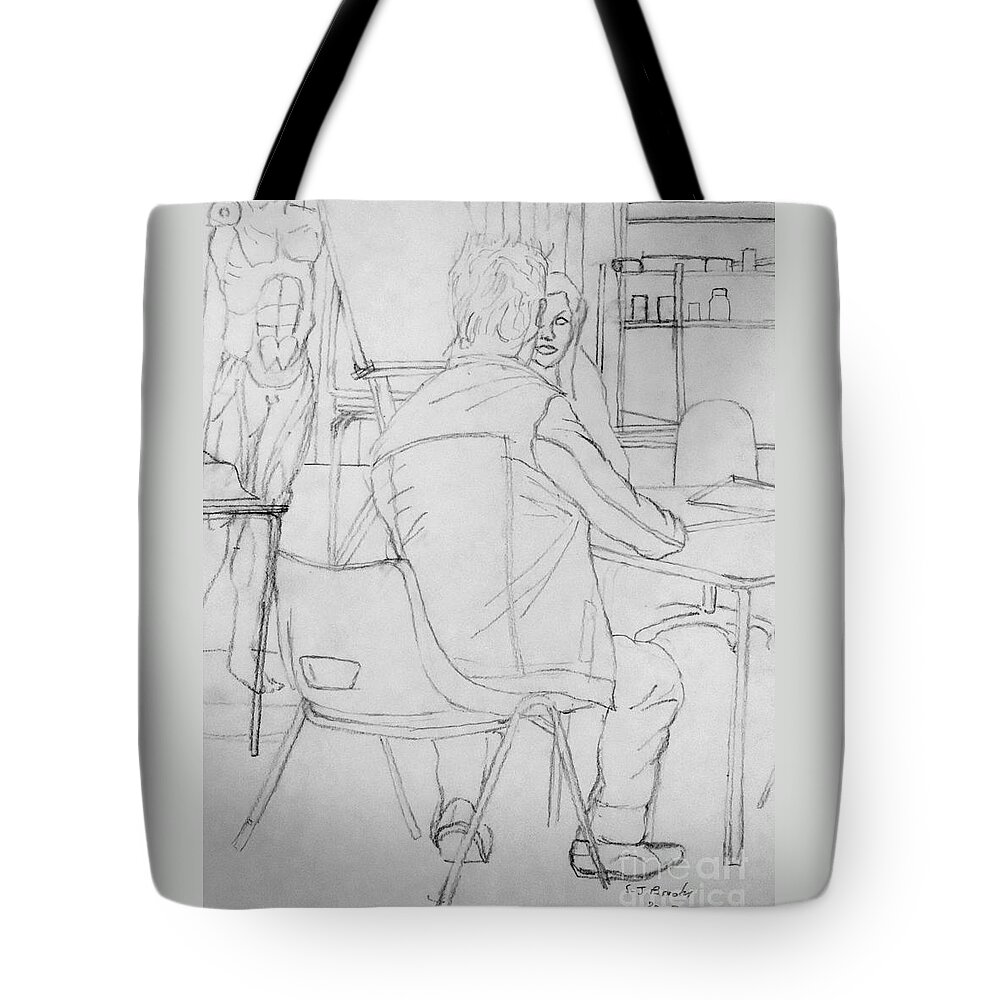 Pencil Tote Bag featuring the drawing Life Drawing by Stephen Brooks