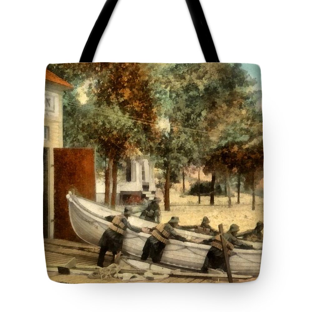 Life Saving Station Tote Bag featuring the digital art Life Saving Station by Michelle Calkins
