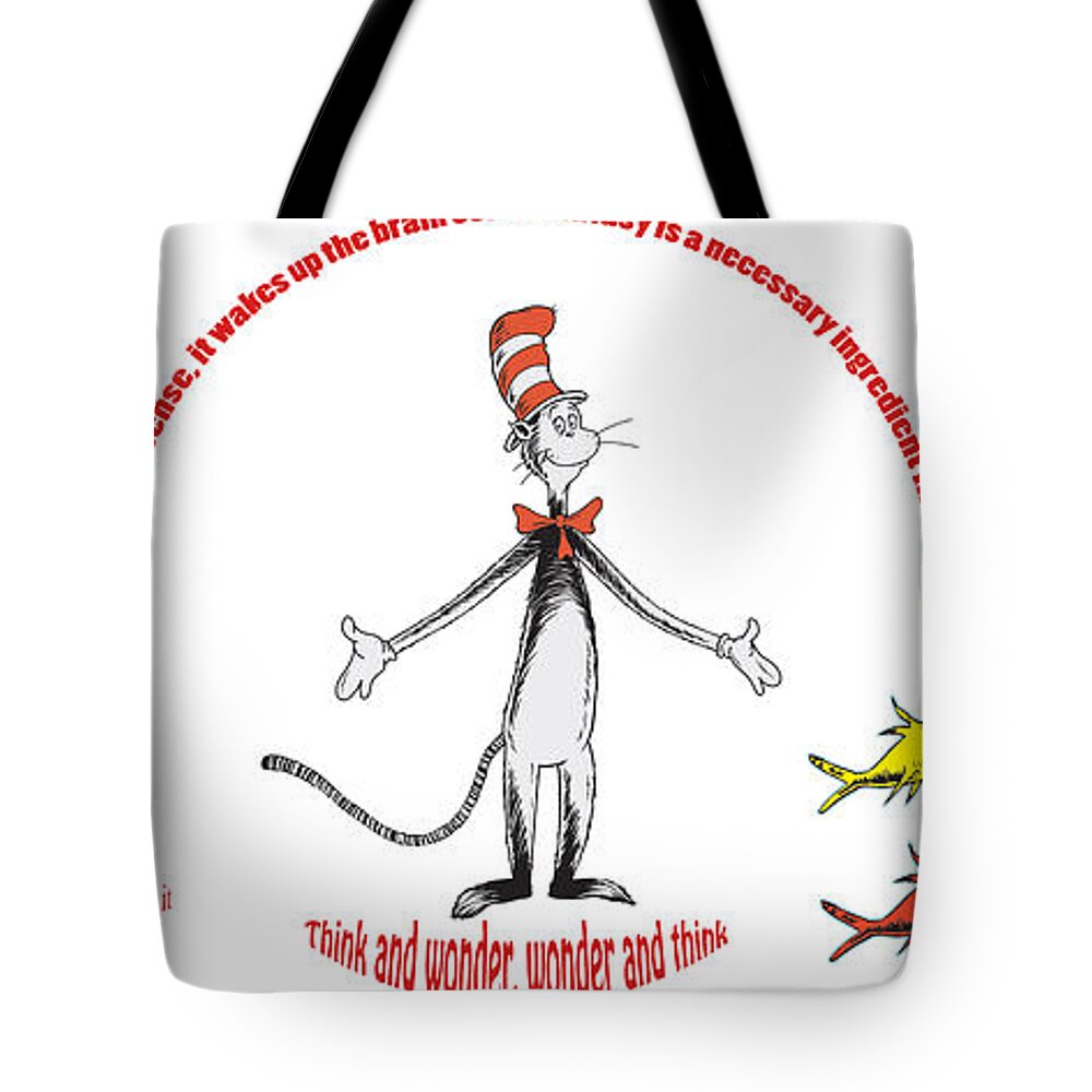 Dr. Seuss Tote Bag featuring the digital art Life Words - Dr Seuss by Georgia Fowler