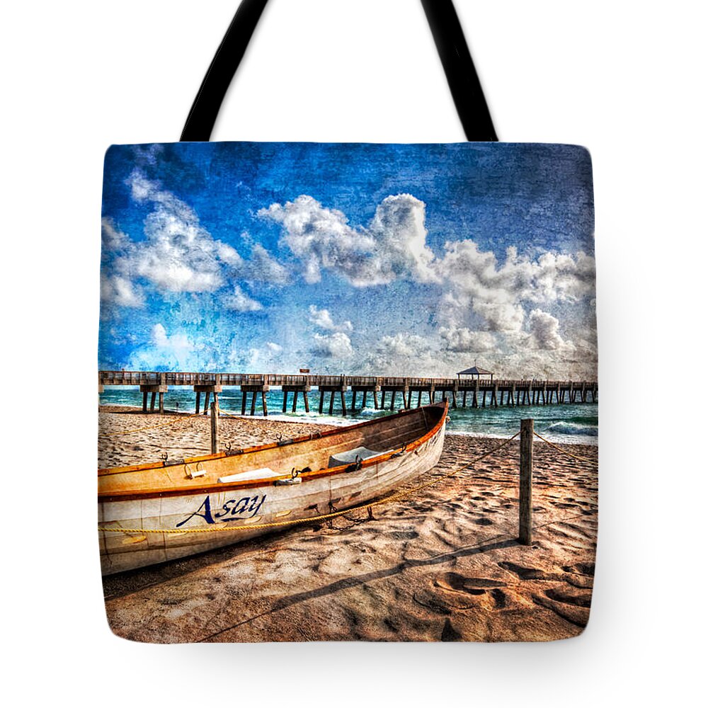 Boats Tote Bag featuring the photograph Lifeguard Boat by Debra and Dave Vanderlaan