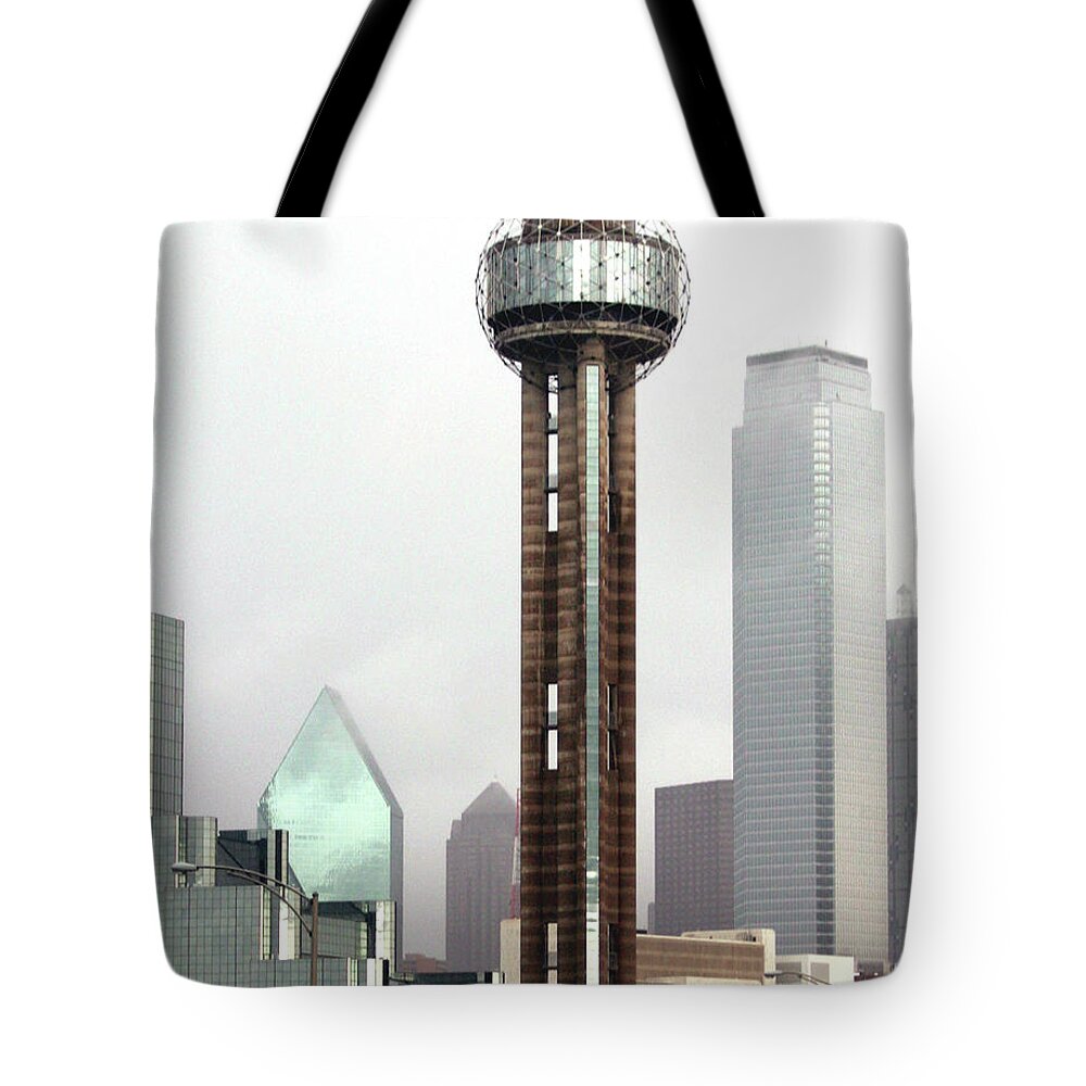Landmark Tote Bag featuring the photograph Lifting Fog On Dallas Texas by Robert Frederick