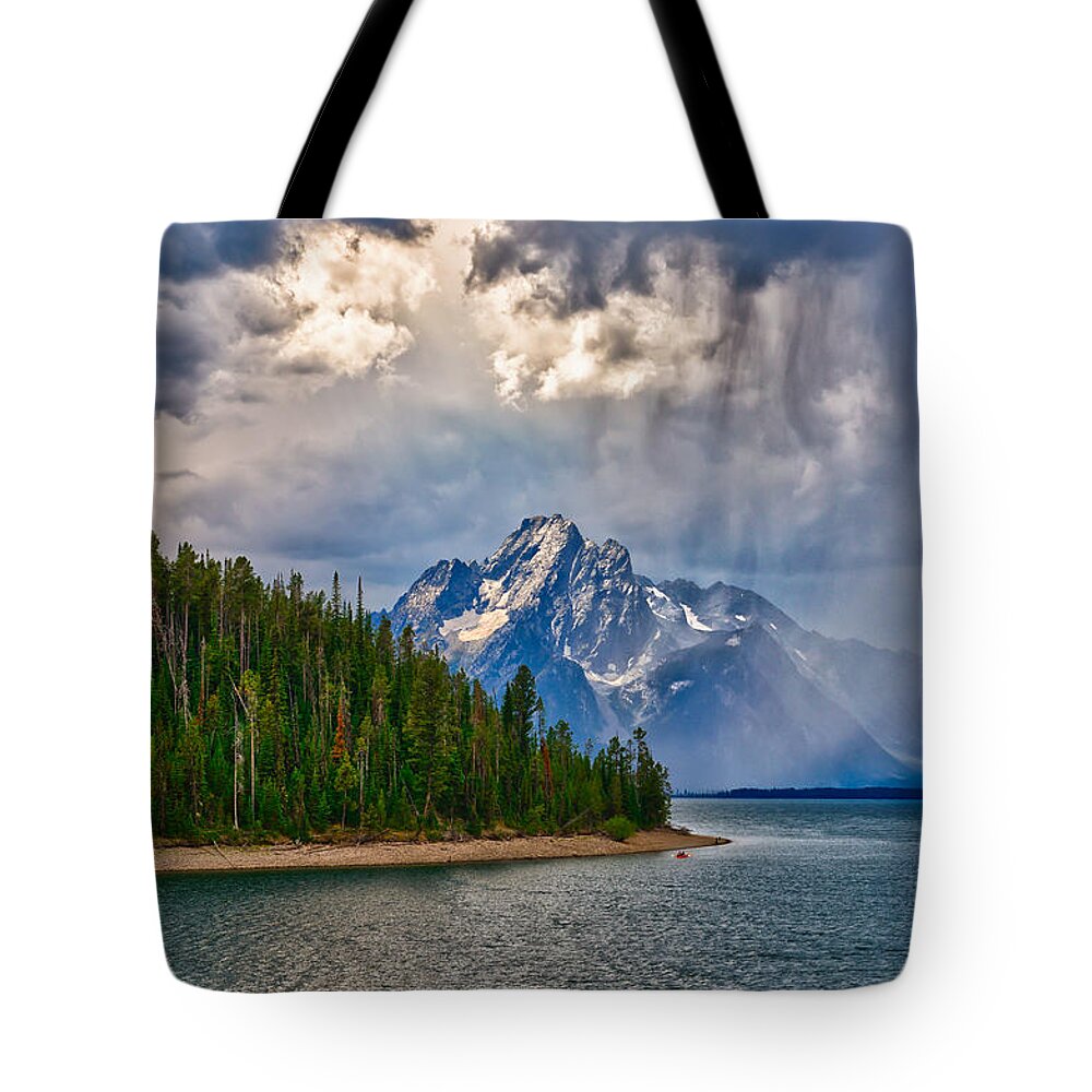 Grand Teton National Park Tote Bag featuring the photograph Light on Moran by Greg Norrell