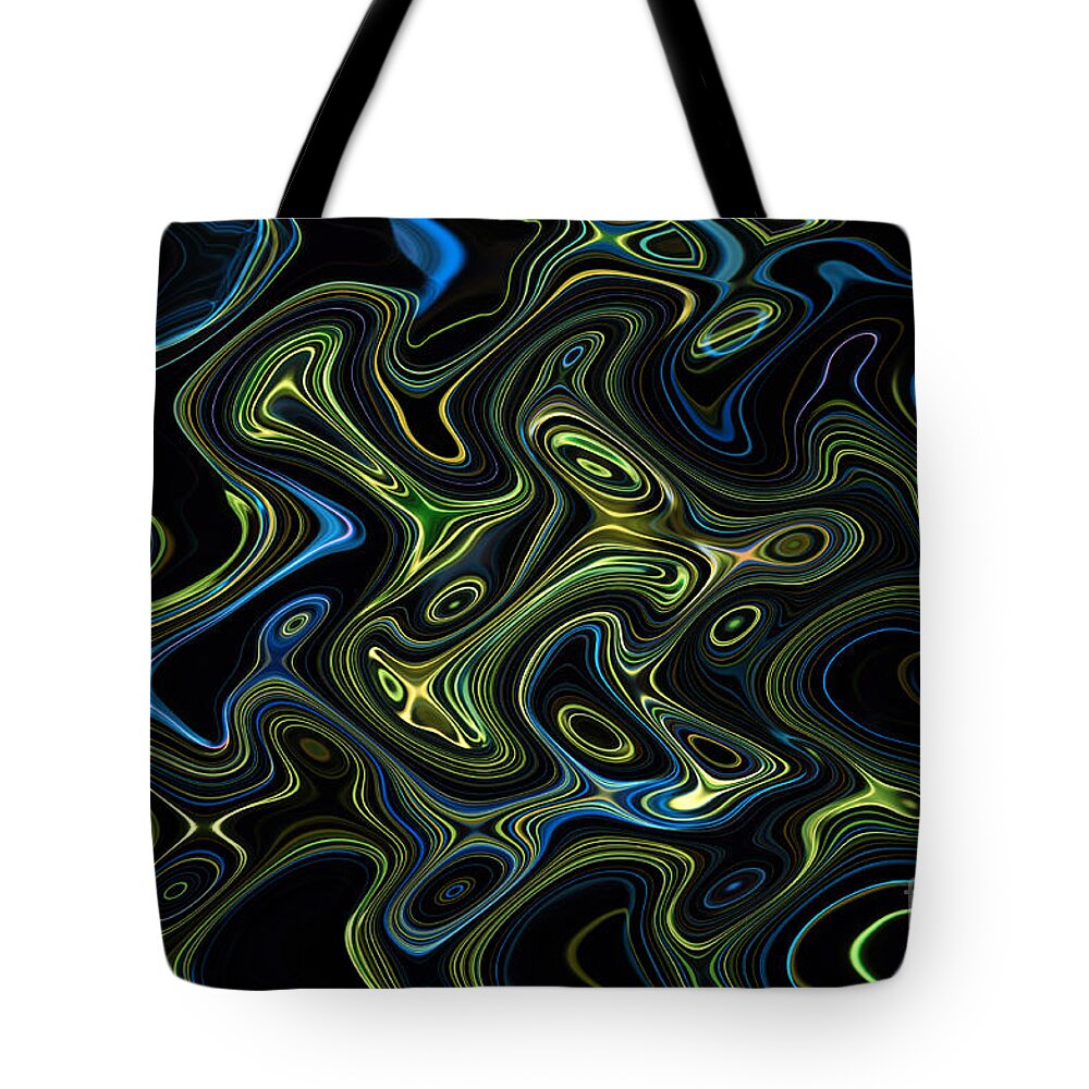 Abstract Tote Bag featuring the digital art Light painting 4 by Delphimages Photo Creations