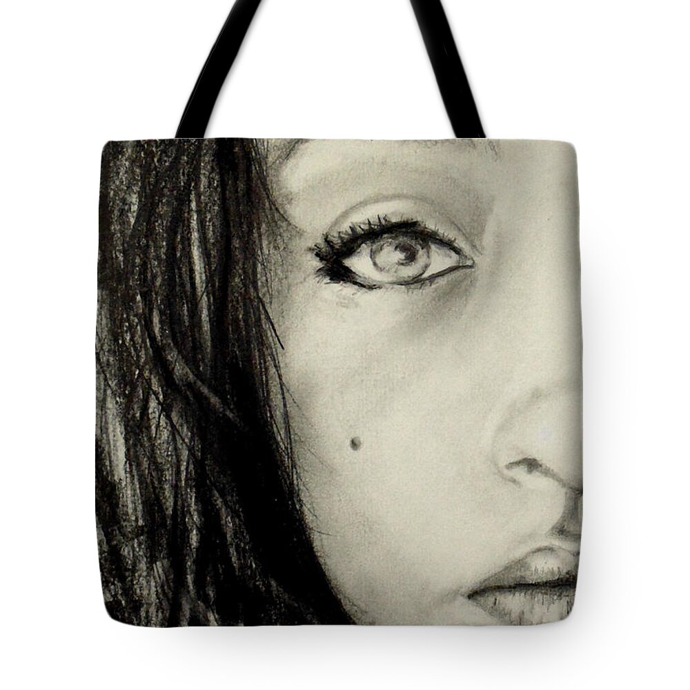 Woman Tote Bag featuring the drawing Light Please Let Truth Pass Through by Marcello Cicchini