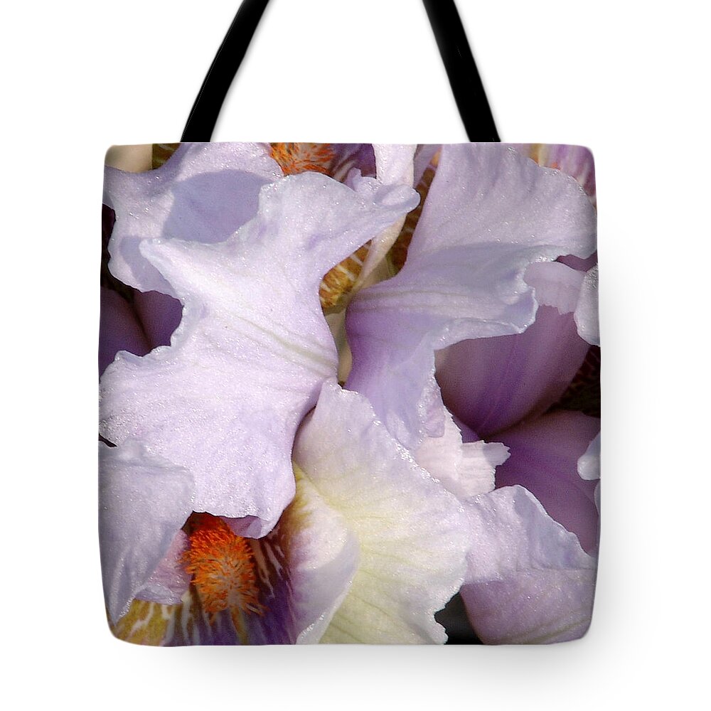 Light Purple Tote Bag featuring the photograph Light Purple Irises 2 by David Hohmann