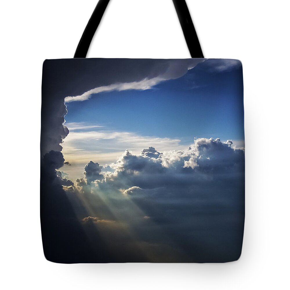 Light Shafts From Thunderstorm Tote Bag featuring the photograph Light Shafts from Thunderstorm II by Greg Reed