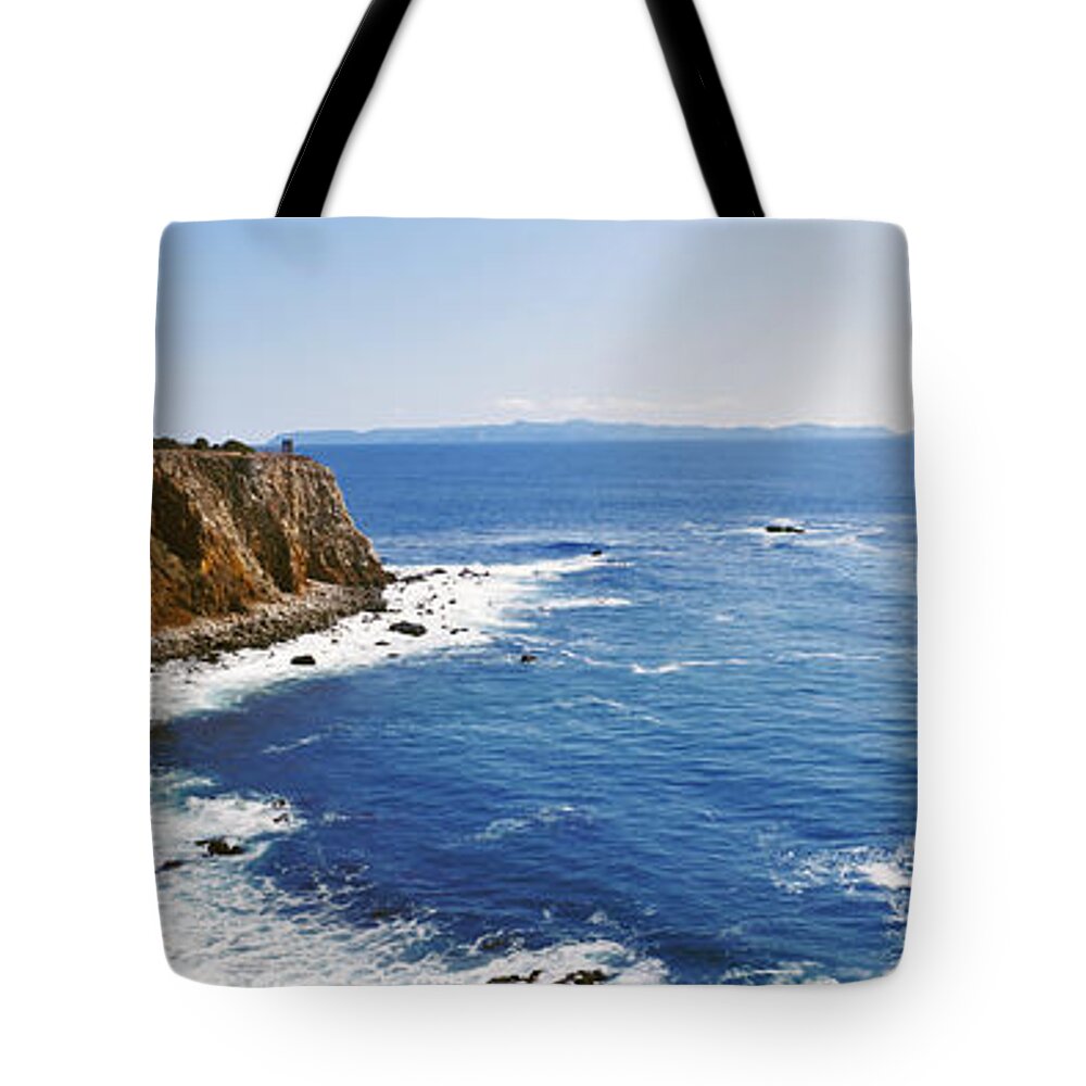 Photography Tote Bag featuring the photograph Lighthouse At A Coast, Point Vicente by Panoramic Images