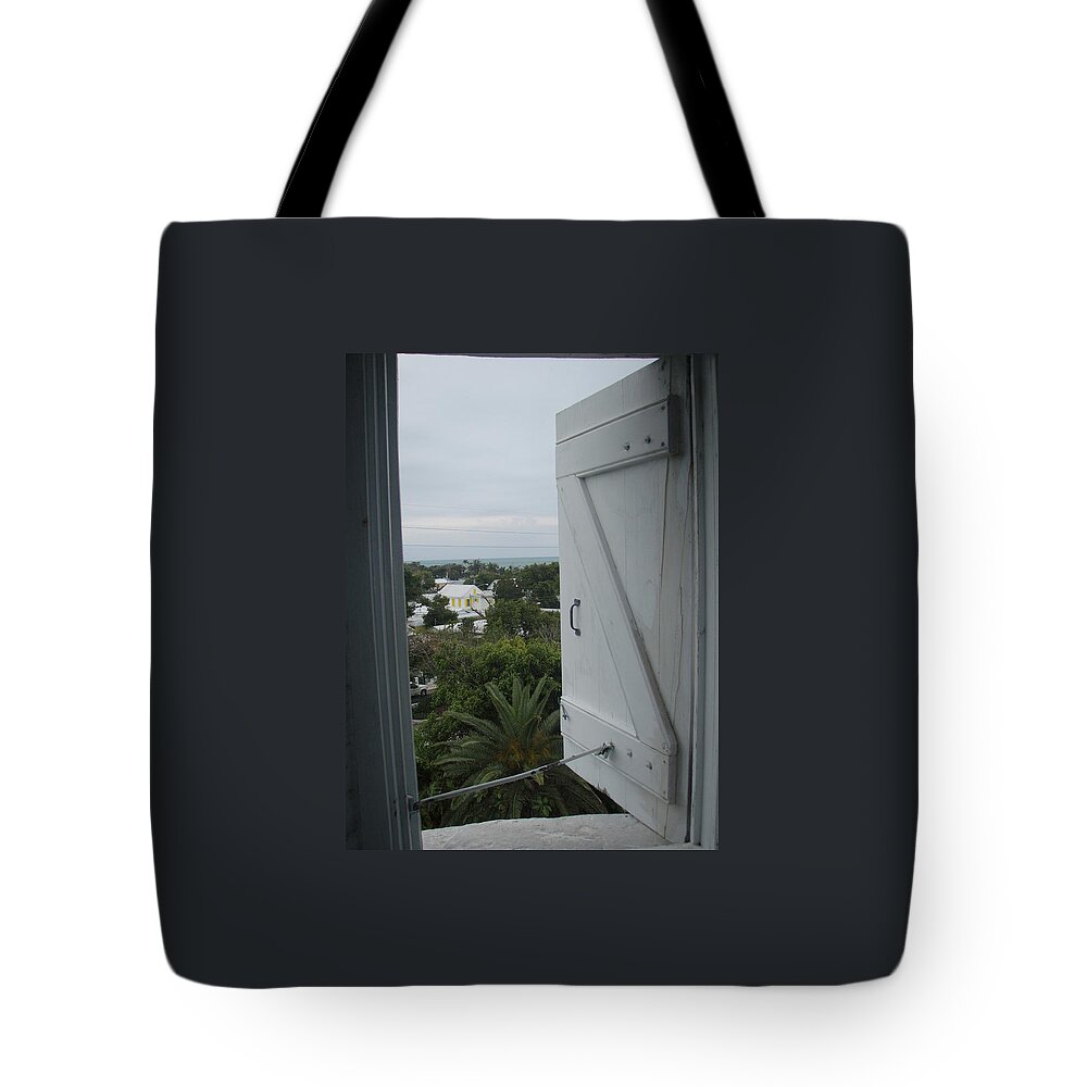 Lighthouse Tote Bag featuring the photograph Lighthouse Window by Robert Nickologianis