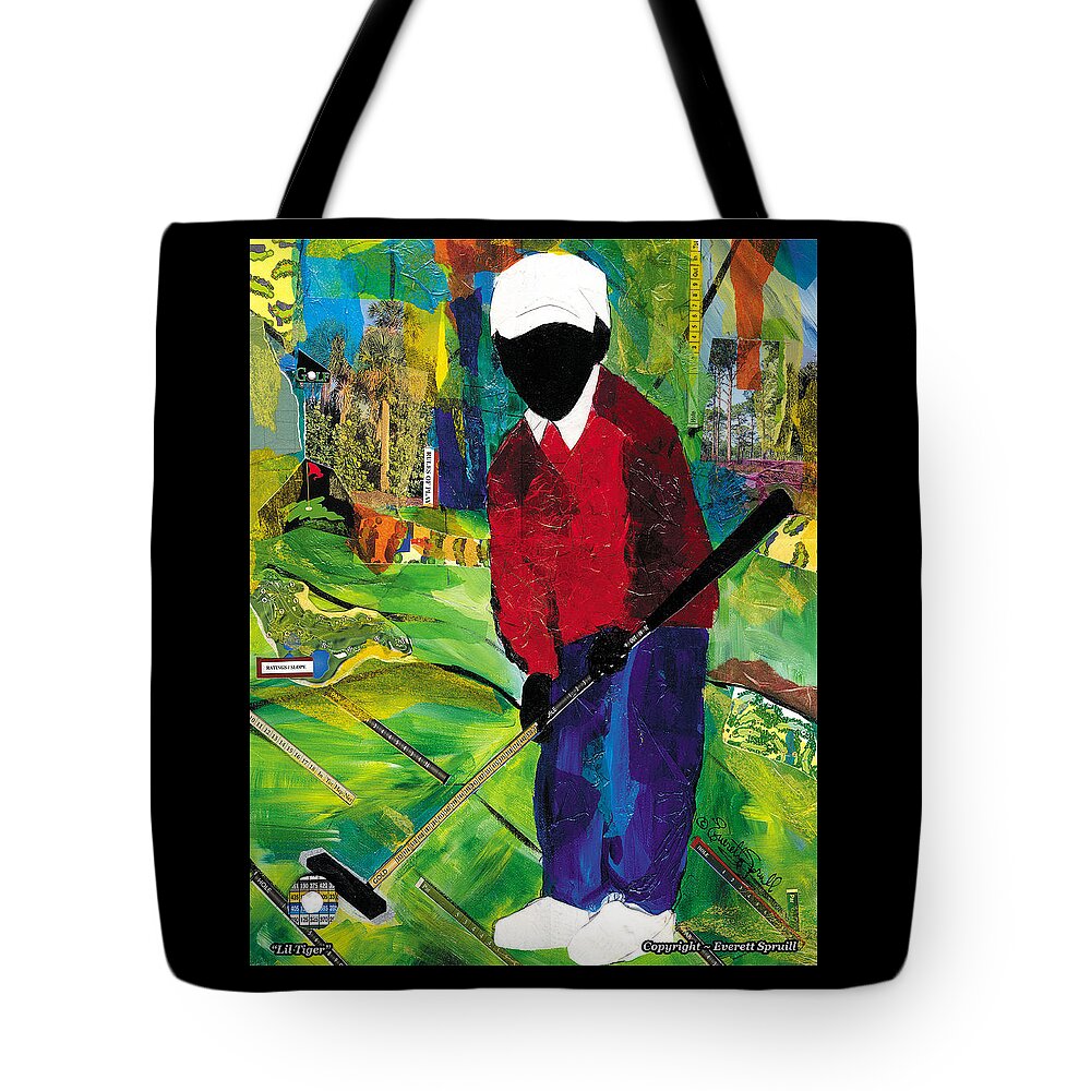Abstract Art Tote Bag featuring the painting Lil Tiger by Everett Spruill