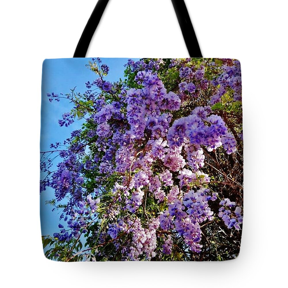 Landscape Tote Bag featuring the photograph Lilac Tree by Lois Rivera