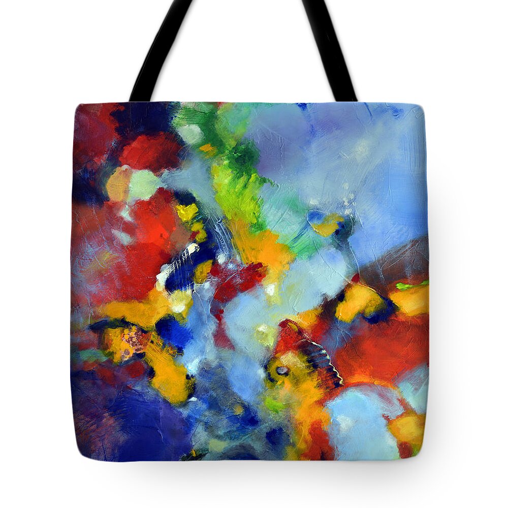 Abstract Tote Bag featuring the painting Lilt by Sally Trace