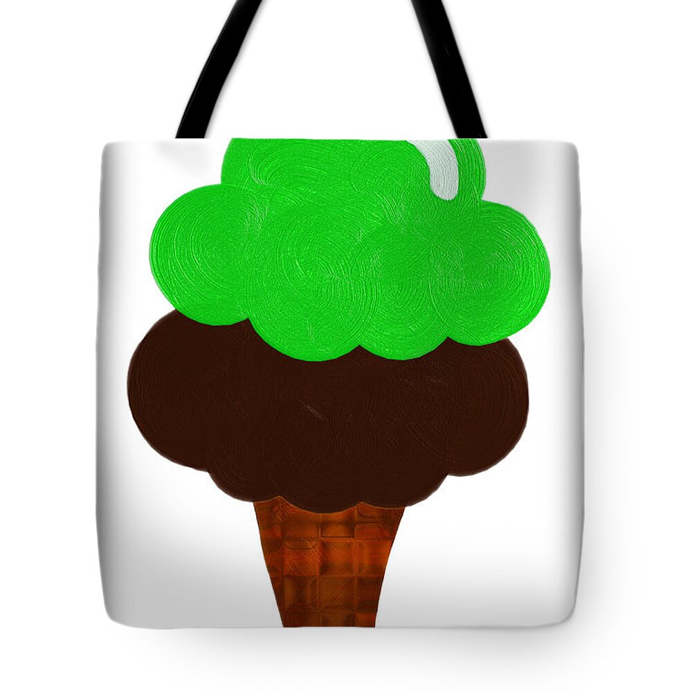 Food Tote Bag featuring the digital art Lime And Chocolate Ice Cream by Andee Design