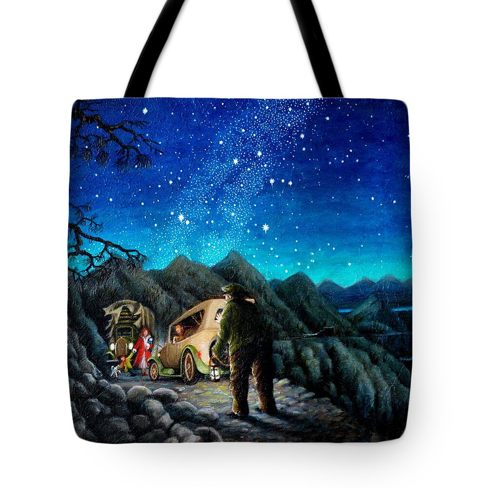 Lincoln Highway Tote Bag featuring the painting Lincoln Highway by Matt Konar