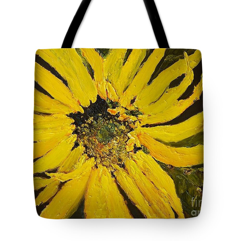 Sunflowers Tote Bag featuring the painting Linda's Arizona Sunflower 2 by Sherry Harradence