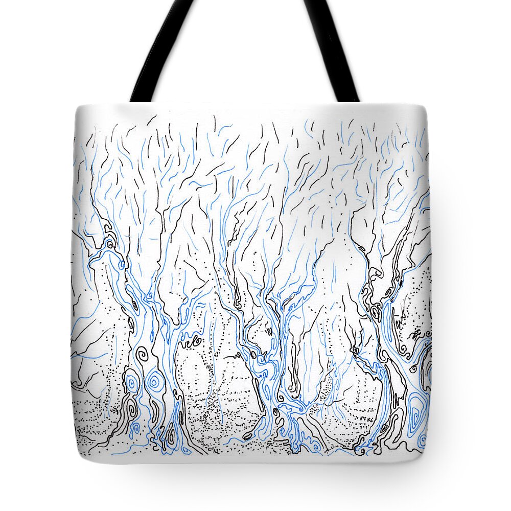  Abstract Tote Bag featuring the drawing Line Forest by Regina Valluzzi