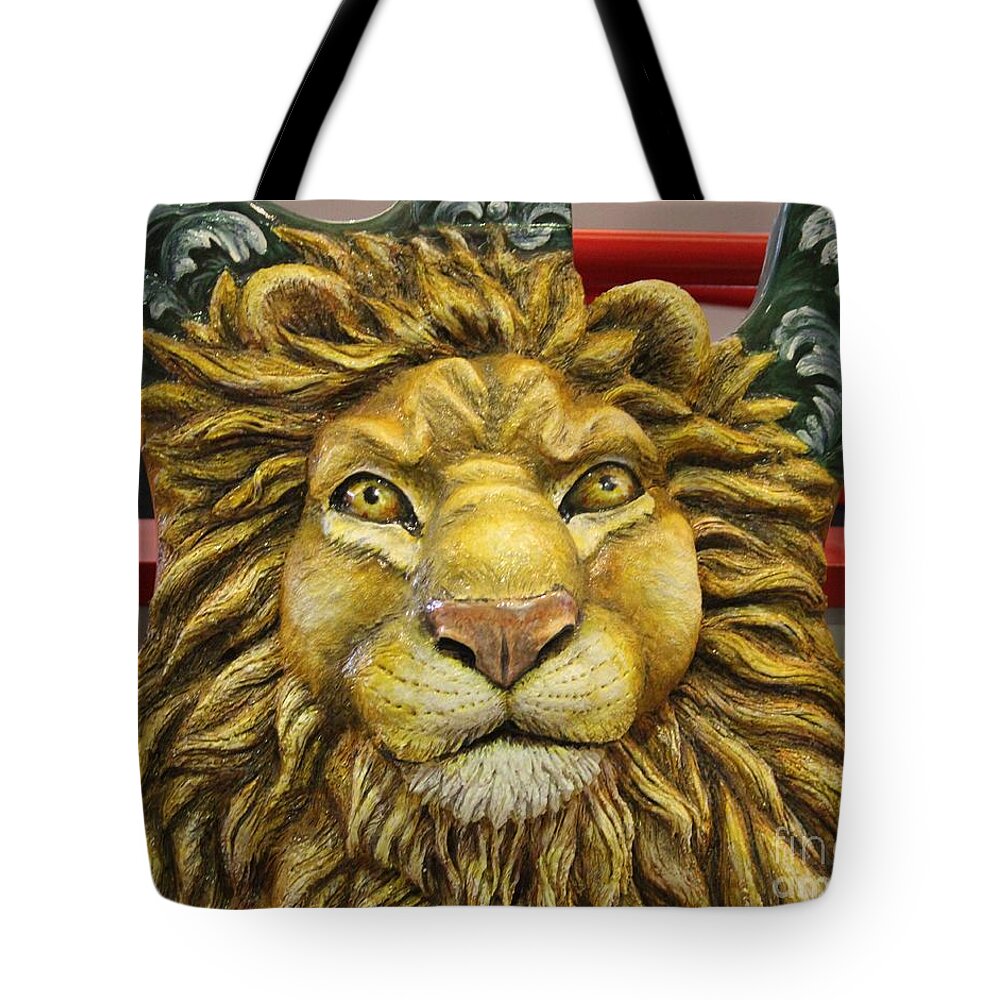 Lion Tote Bag featuring the photograph Lion Face Guitar by Cynthia Snyder
