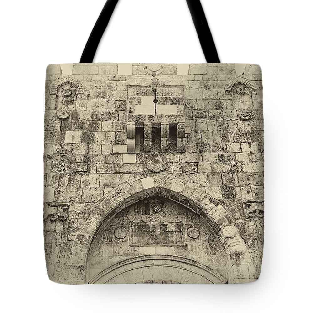 Israel Tote Bag featuring the photograph Lion Gate Jerusalem Old City Israel by Mark Fuller