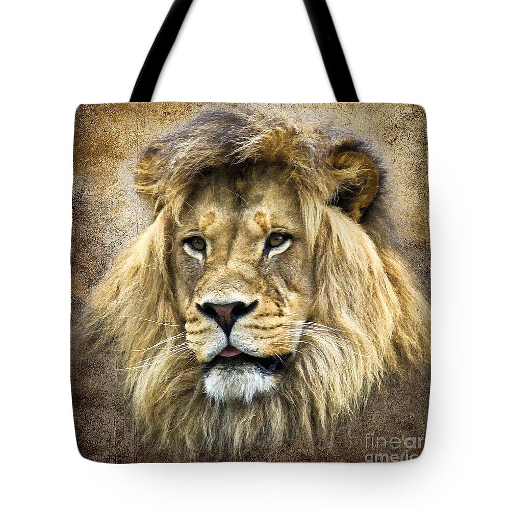 Wildlife Tote Bag featuring the photograph Lion King by Steve McKinzie