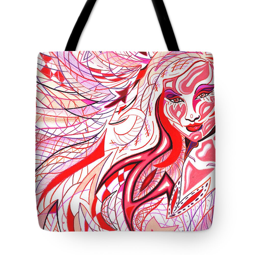 Lipstick Tote Bag featuring the drawing Lipstick by Danielle R T Haney