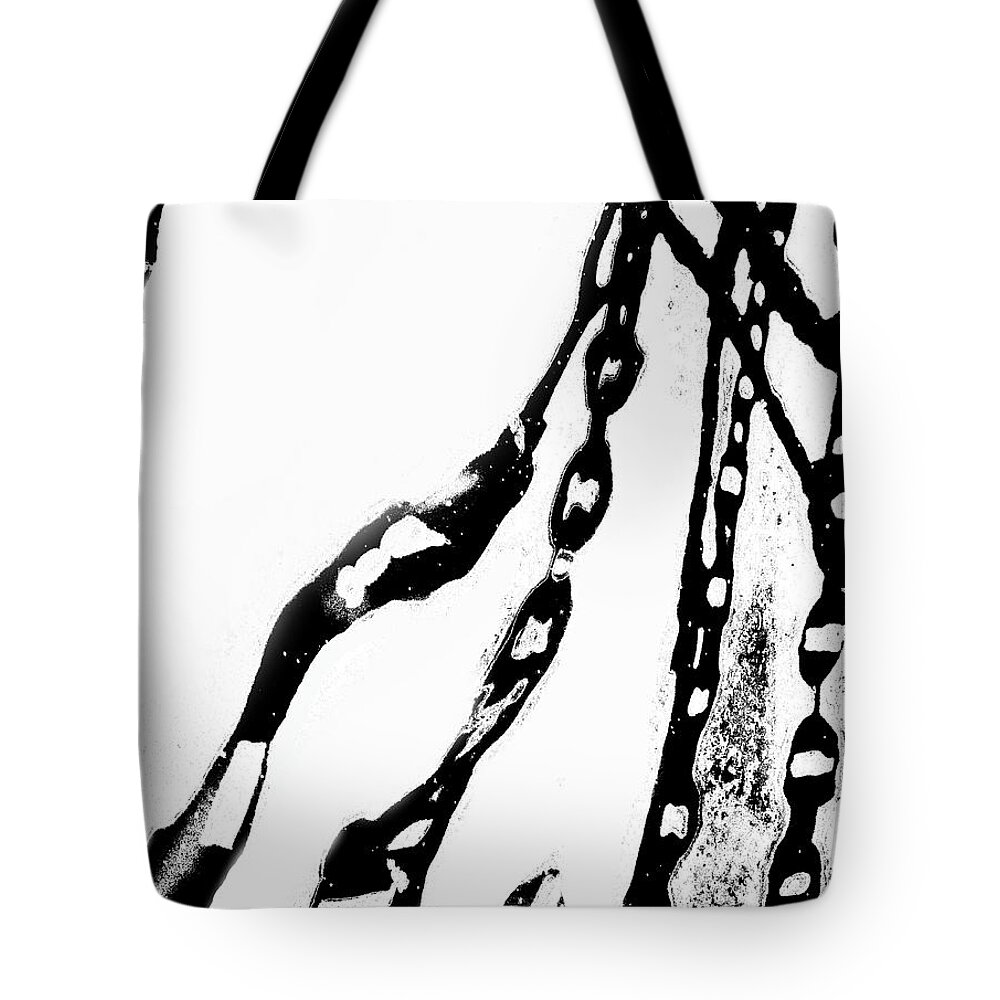 Ships Mooring Chains Reflected In The Water Tote Bag featuring the photograph Liquid Chains by Priscilla Batzell Expressionist Art Studio Gallery