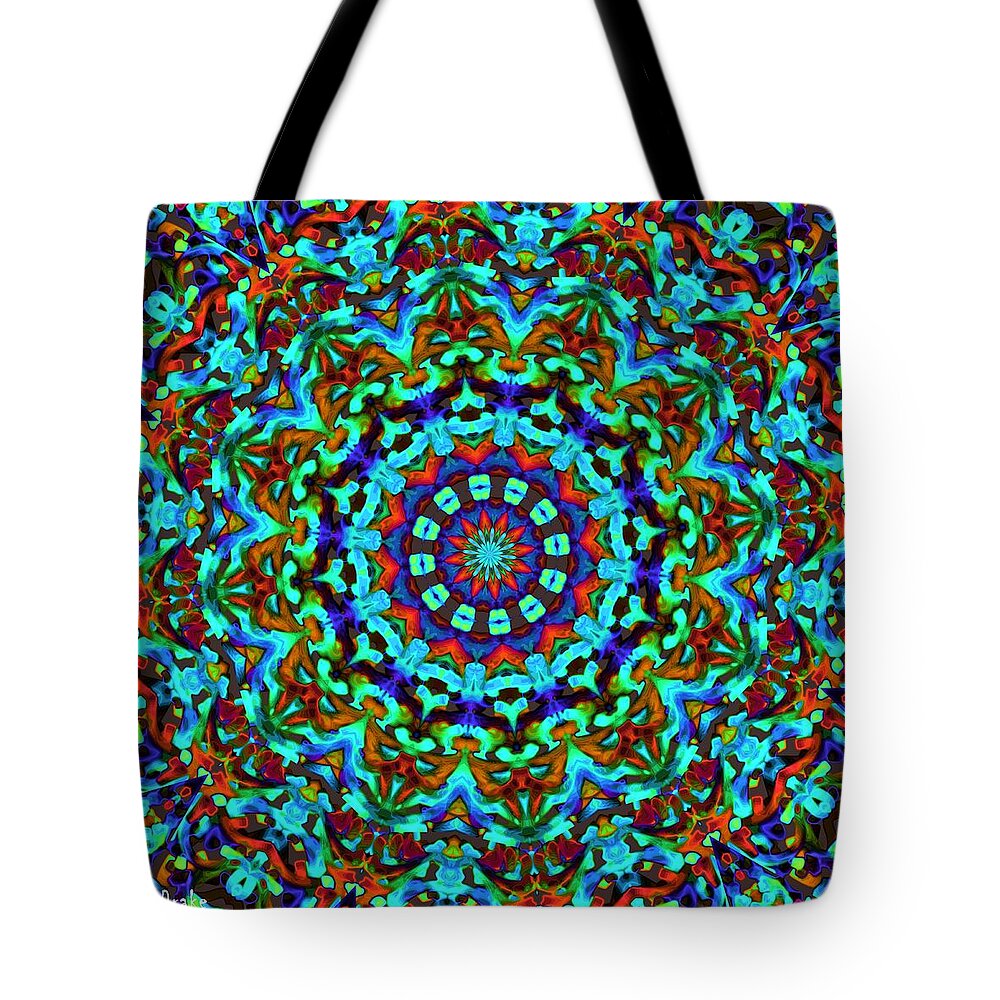 Abstract Tote Bag featuring the digital art Liquid Dream Kaleidoscope by Alec Drake
