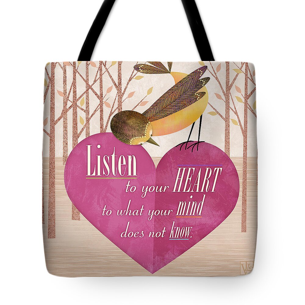 Bird Tote Bag featuring the digital art Listen to Your Heart by Valerie Drake Lesiak