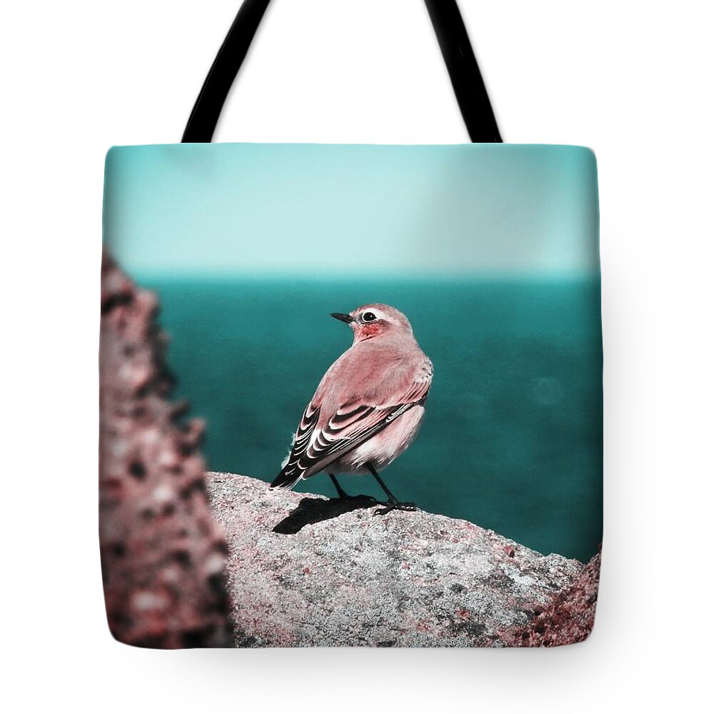 Wheatear Tote Bag featuring the photograph Listening To The Sea by Zinvolle Art