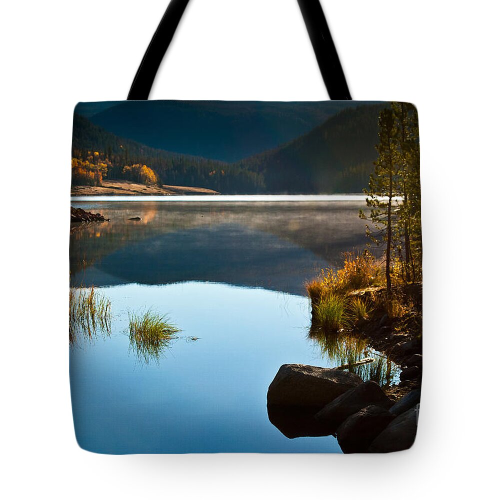 Nature Tote Bag featuring the photograph Lite Early Morning Mist by Steven Reed