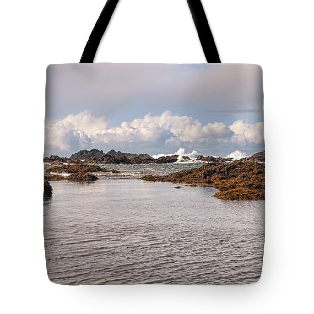 Rain Forest Tote Bag featuring the photograph Little Beach Surf at Low Tide by Allan Van Gasbeck